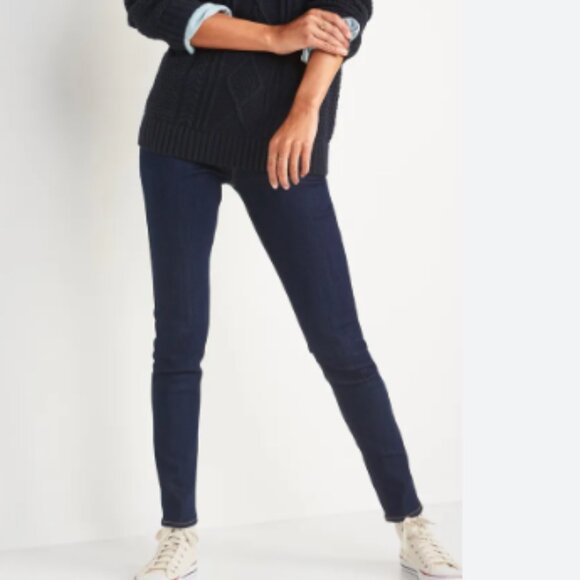 Old Navy Dark Wash Mid-Rise Wow Super-Skinny Jeggings for Women - Picture 1 of 9